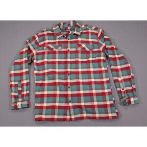 Patagonia Fjord Flannel Red Long Sleeve Button Up Outdoors Pockets Men’s L